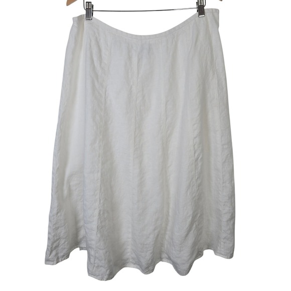 Talbots Dresses & Skirts - Talbots White 100% Linen Heavy Midi Skirt Size 18W Petite Seamed A-Line Skirt